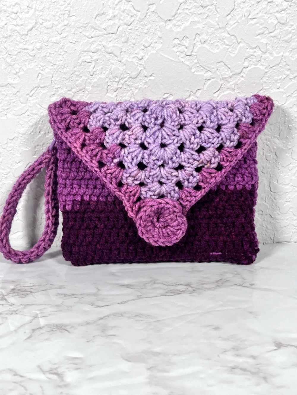 Purple Ombre Crochet Wristlet & Card Holder - Picture 2 of 7